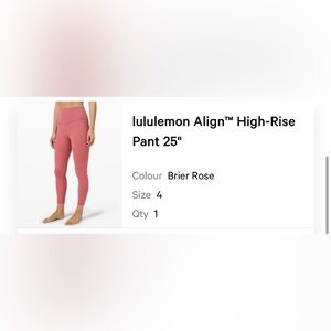 Lululemon align 25” mauve leggings